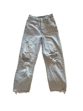 Wild Fable Blue Cotton Blend Distressed Raw Hem High Rise Straight Jeans Size 00